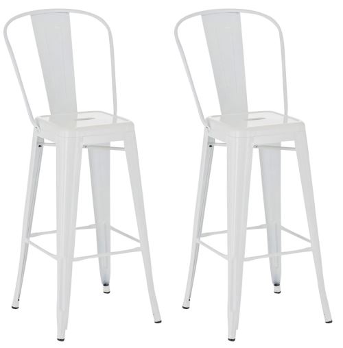 Lot de 2 tabourets de bar Aiden en métal , Blanc