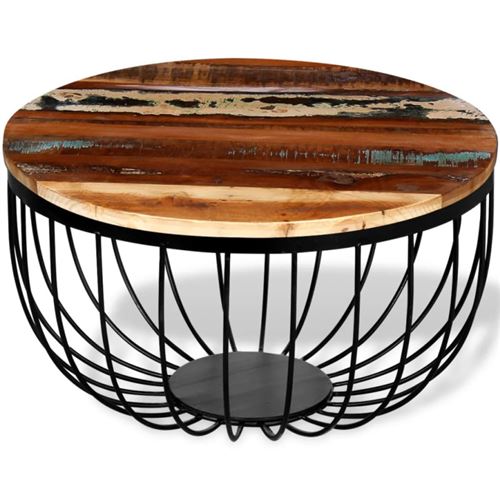 Vidaxl Multicolore Table Basse Bois De Récupération Massif - Image 1