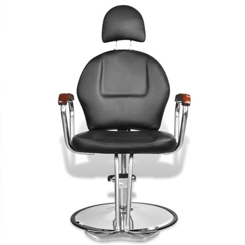 Fauteuil de coiffure professionnel en simili cuir noir avec appui-tête