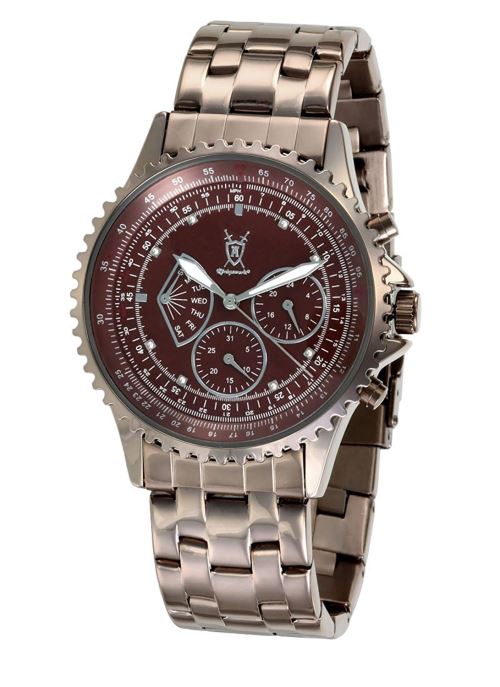 Montre pour Hommes Bracelet en acier inoxydable Accentuée de Diamant Multi-fonctions Jour Date Konigswerk SQ201464G