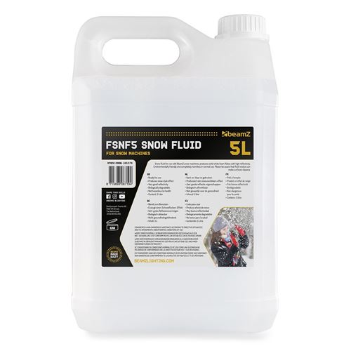 BeamZ FSNF5 - Liquide pour machine à neige 5L, haute performance, ne laisse pas de résidus, biodégradable