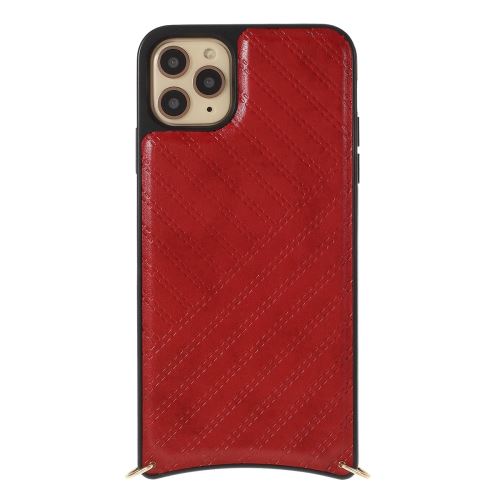 Coque en TPU + PU anti-chute mutural avec sangle rouge pour votre Apple iPhone 11 Pro Max 6.5 pouces