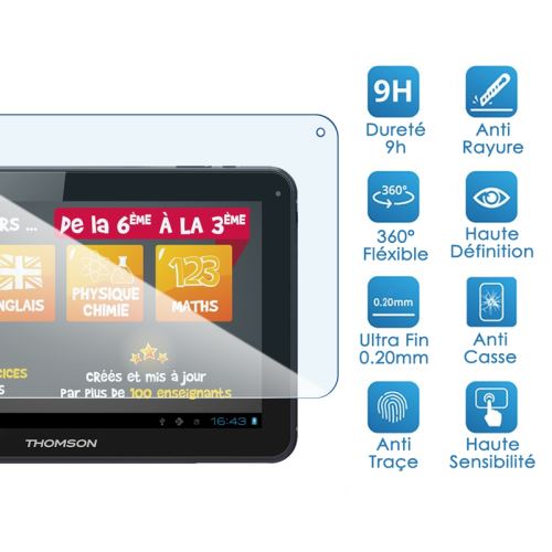 Film de Protection en Verre Flexible pour Tablette Thomson Teo Educative  QD10BK8E - Protection d'écran pour tablette - Achat & prix | fnac