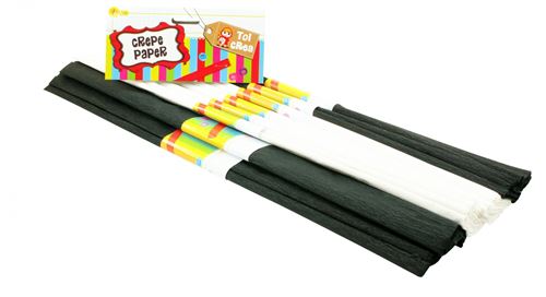 Toi-Toys papier crêpe noir, blanc 50 cm (L)