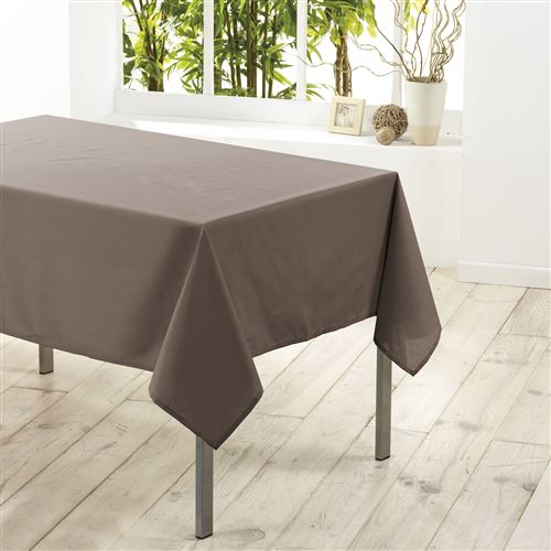 Nappe rectangle 140 x 300 cm polyester uni essentiel Taupe Douceur d'Intérieur