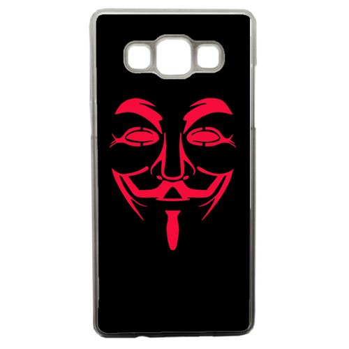 Coque Anonymous Noir Et Rouge Compatible Samsung Galaxy A5 Transparent