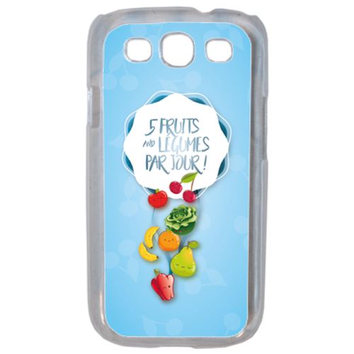 Coque 5 Fruits Et Legumes Fond Bleu Pale Compatible Samsung S3 Transparent