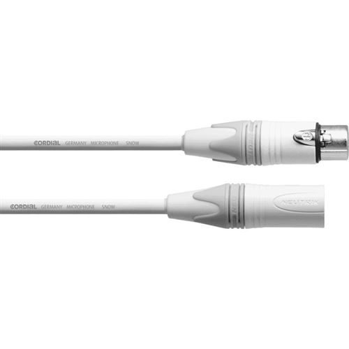 Cordial CXM2.5FM-SNOW - Câble microphone XLR mâle - XLR femelle Neutrik 2,5 m blanc