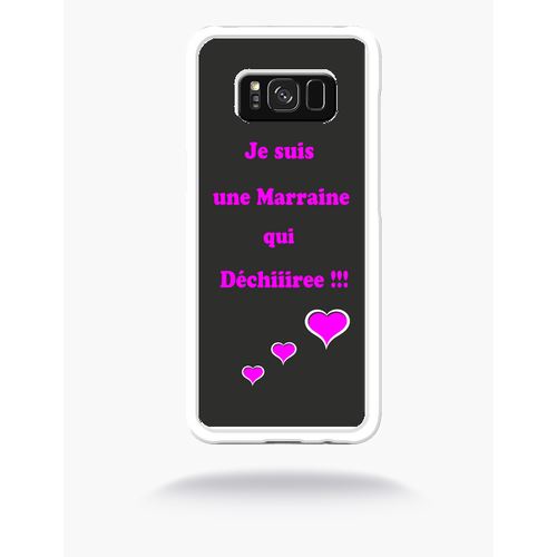 Coque Marraine Rose Et Noir Compatible Samsung S8 Bord Transparent