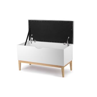 Banc Meuble Boite Rangement Chaussures Jouets 90x40x50 Style Scandinave Finition Laminee Pieds Bois Hevea Blanc Mobilier De Jardin Achat Prix Fnac