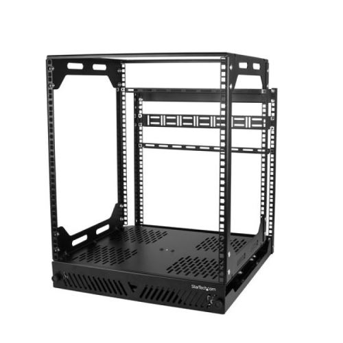 startech 12u slide out server rack rotating - 4 post rack noir