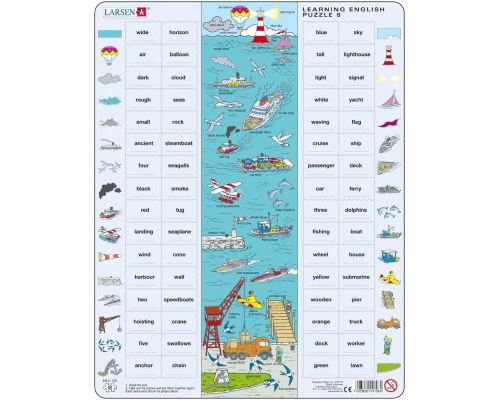 Puzzle 64 Pièces : Puzzle Cadre - Apprendre l'Anglais 8 : Le Port en Mots et en Verbes (en Anglais), Larsen