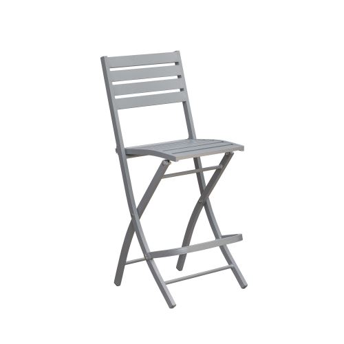 Chaise haute pliante de jardin Marius - 46 x H. 110 cm - Gris