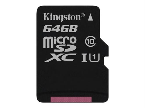 Kingston - Carte mémoire flash (adaptateur microSDXC vers SD inclus(e)) - 64 Go - UHS Class 1 / Class10 - microSDXC UHS-I