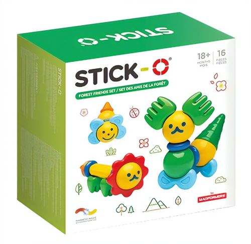 Stick-O jeu de construction magnétique forest friends junior 16-piece