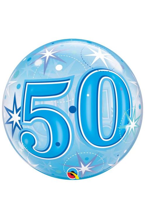 Ballon Bubble étoiles Bleu 50 56 Cm 22 Qualatex© - Bleu - Diamètre: 22 / 56 cm