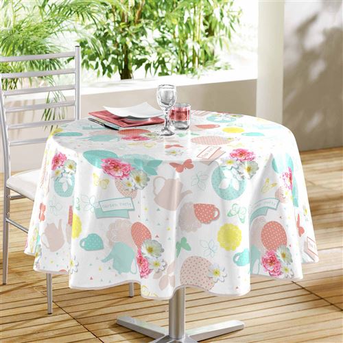 nappe ronde (0) 160 cm pvc imprime tea party