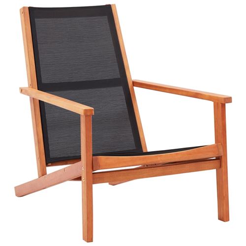 Chaise de jardin base - Bois d'eucalyptus solide et textil&egrave;ne - Noir