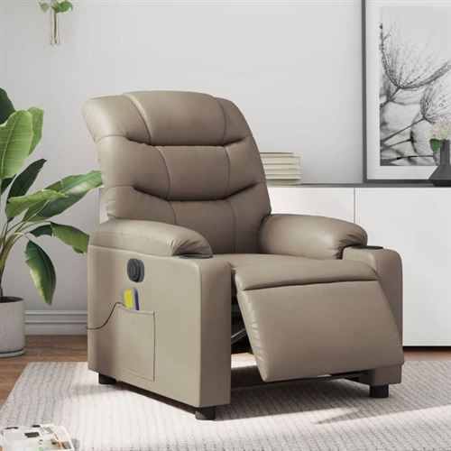 VIDAXL - Fauteuil de relaxation électrique - Massage - Similicuir - Cappuccino - Image 2