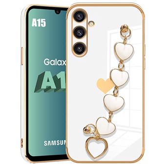 Coque pour Samsung Galaxy A55 5G - Blanc - Antichoc en Silicone avec Bracelet Cœur, Style Placage à Motif d’Amour - BOOLING - 1