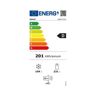 Réfrigérateurs combinés 231L Froid Total no frost INDESIT 59.2cm D, INFC8TT33X