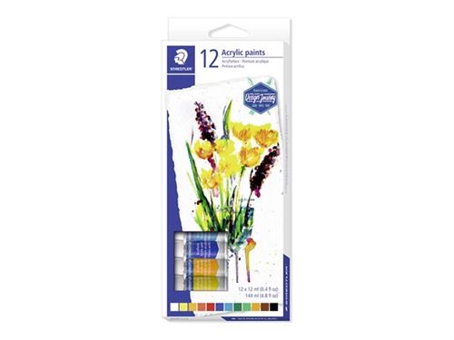 STAEDTLER 8500 - Ensemble de peinture - 12 parties - peinture acrylique - 12 couleurs - couleurs brillantes assorties - 12 ml