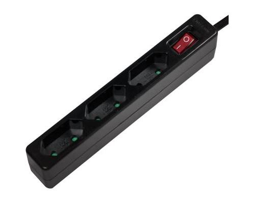 Bloc multiprise avec interrupteur LPS230B x3 noir fiche avec contour
