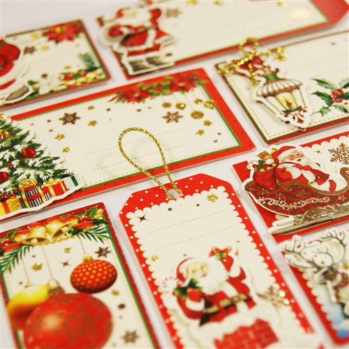 8 étiquettes cadeaux autocollantes - Père Noël traditionnel - N/A