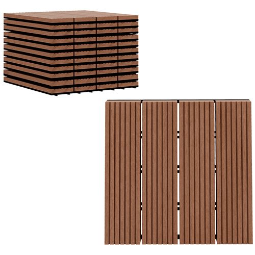 Outsunny 11 Alfombra de jardín para piscina Slimes, 30x30 cm, Resistente a la intemperie, Antideslizante, Jardín, Balcón, Piscina, HDPE, Marrón claro
