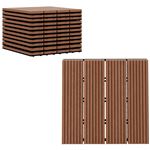 Lot de 11 dalles de jardin piscine 30 x 30 x 2,2 cm - clipsables, antidérapantes - HDPE effet bois