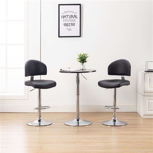 vidaXL Tabourets de bar 2 pcs Noir Similicuir