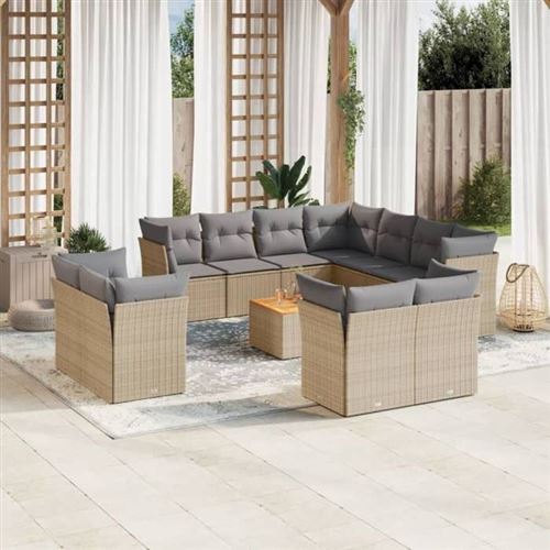 Non Communiqué Beige Salon De Jardin Modulable Vidaxl Rotin 12 Pieces 11 Personnes
