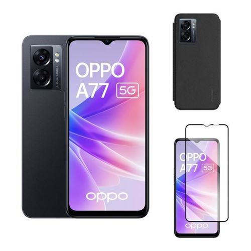 OPPO A77 128Go 5G Noir + Coque + Verre trempé