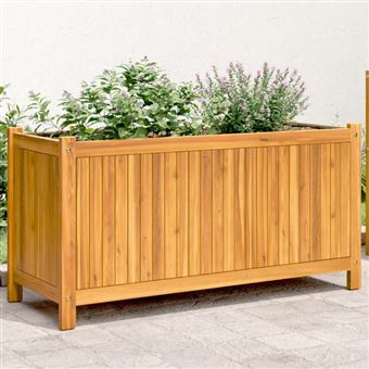 Jardinière avec doublure 99,5x38x50 cm bois massif d acacia - 1
