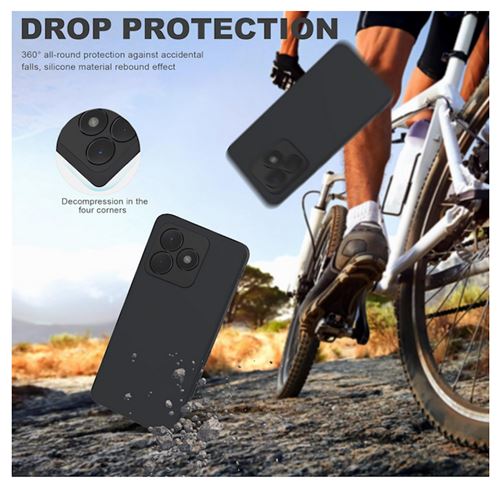 Coque Silicone + 2 Protections écran Verre Trempé Pour Honor X5c Plus (6.74") - Noire, Anti-choc, Protection Complète - 5