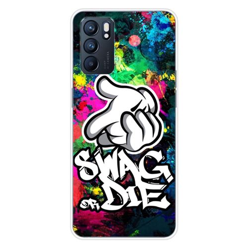 Coque en silicone imprimée compatible Oppo Reno 6 5G Swag or die