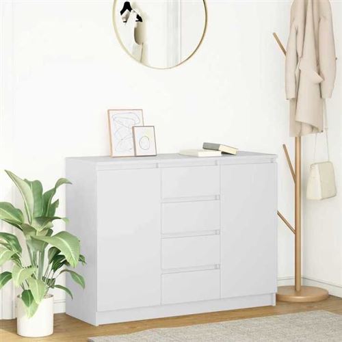 vidaXL Buffet avec tiroirs blanc 100,5x35x76 cm bois d'ingénierie