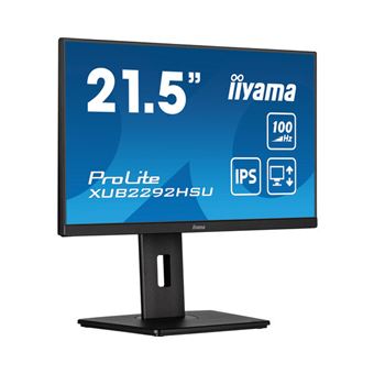 iiyama ProLite XUB2292HSU-B6 - Écran LED - 22" (21.5" visualisable) - 1920 x 1080 Full HD (1080p) @ 100 Hz - IPS - 250 cd/m² - 1000:1 - 0.4 ms - HDMI, DisplayPort - haut-parleurs - noir mat
