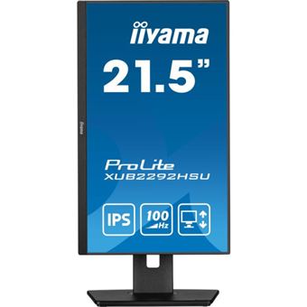 iiyama ProLite XUB2292HSU-B6 - Écran LED - 22" (21.5" visualisable) - 1920 x 1080 Full HD (1080p) @ 100 Hz - IPS - 250 cd/m² - 1000:1 - 0.4 ms - HDMI, DisplayPort - haut-parleurs - noir mat