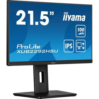 iiyama ProLite XUB2292HSU-B6 - Écran LED - 22" (21.5" visualisable) - 1920 x 1080 Full HD (1080p) @ 100 Hz - IPS - 250 cd/m² - 1000:1 - 0.4 ms - HDMI, DisplayPort - haut-parleurs - noir mat