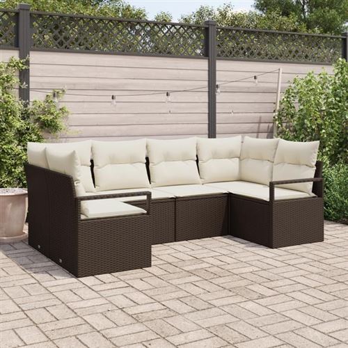 VIDAXL - Ensemble de canapé de jardin - 6 pièces - Marron - Image 2