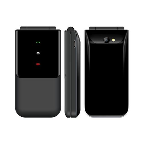 Téléphone Portable à Clapet 1.77 Pouces Double SIM Bluetooth FM Batterie Longue Durée Noir YONIS
