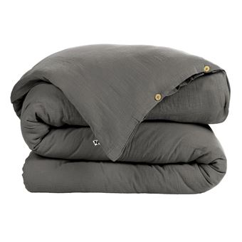 Housse de Couette 200x200cm Gaze de Coton Granit - OUREA - ALTOBUY - 1