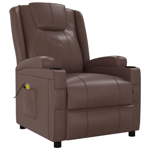 Vidaxl Marron Fauteuil De Massage Similicuir - Image 3