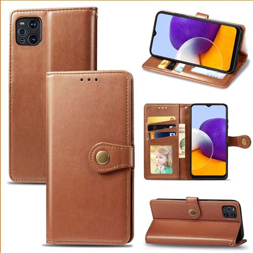MPFRANCE Housse pour OPPO Find X3 Marron [Porte Carte, etui portefeuille, boucle]