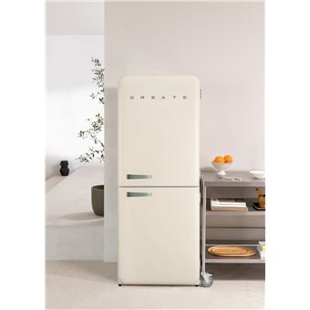 Réfrigérateur combiné de style rétro 401L - FRIDGE RETRO COMBI blanc cassé poignée vert sauge - 1