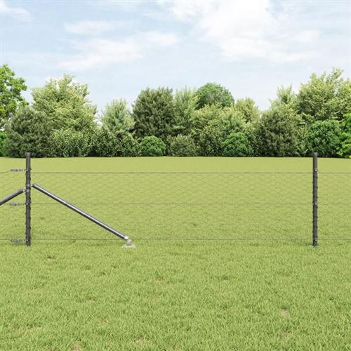 Vidaxl Gris Ensemble De Clôture 2 Pièces Métal 25 X 0,5 M Durable 3353225 - Image 2