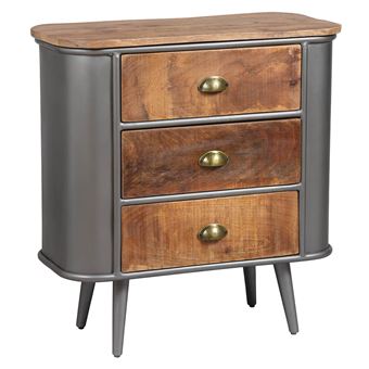 Commode 3 Tiroirs Bois et Acier Patiné - PALISSO - ALTOBUY - 1