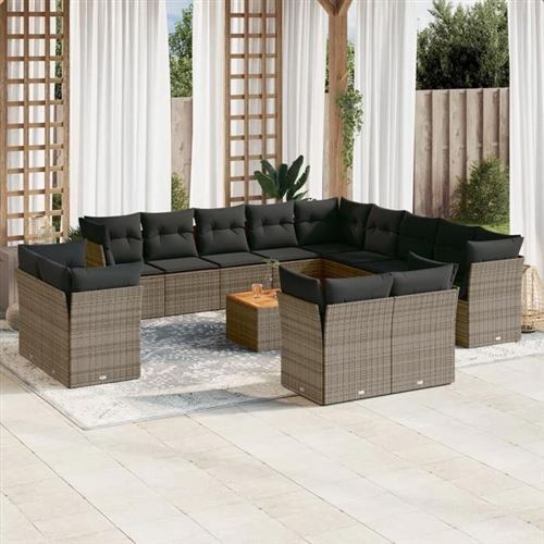 VIDAXL - Salon de jardin - 14 pièces - Gris - Image 2