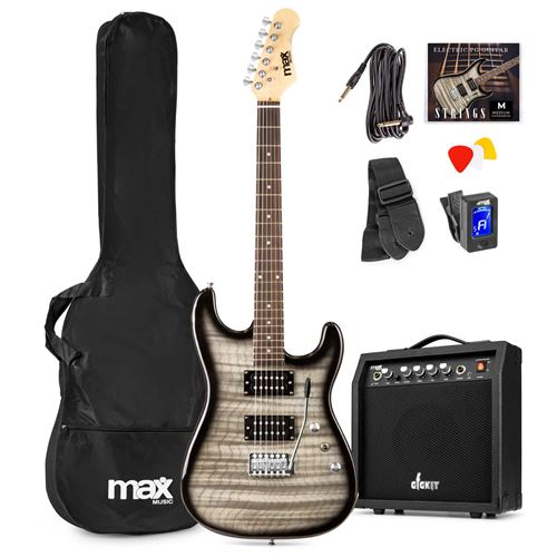 E-Gitarre "MAX GigKit Quilted Style Schwarz"